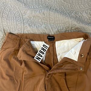 Stand Cloth Taupe Wide Leg Trousers by Urban Outfitters